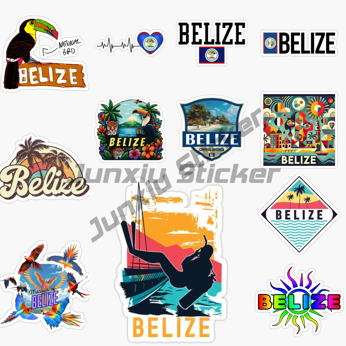 

Belize Diving Flag Map Car Sticker Waterproof on Car Rear Bumper Window Vinyl PVC Self-adhesive Decal