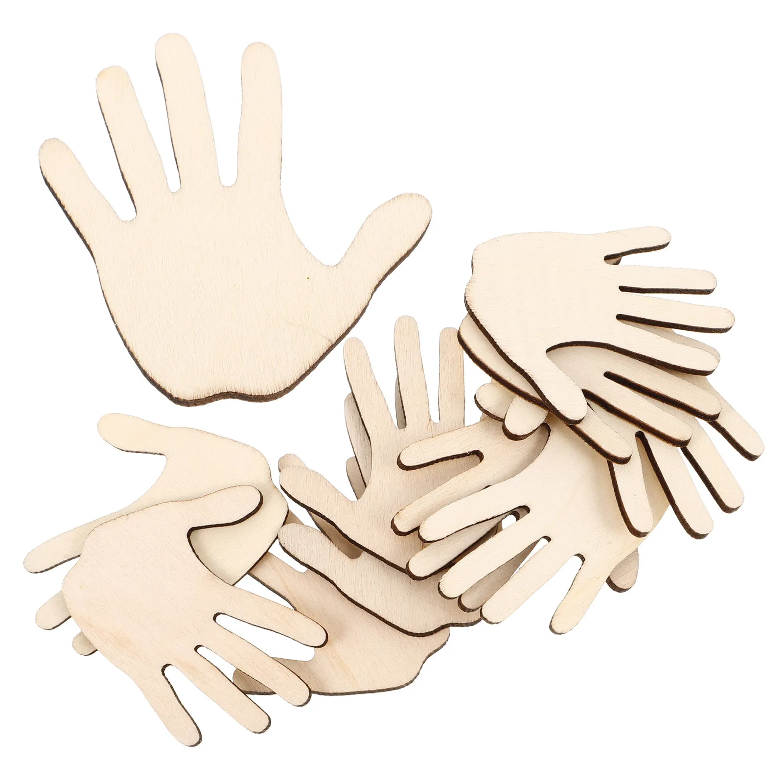 

10 шт. деревянных заготовок в форме ладони для творчества, неокрашенные деревянные элементы для декора класса, вечеринок, свадеб, поделок, раскрашивания