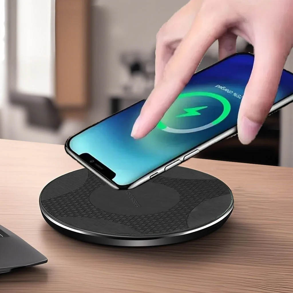Wireless Charger Pad Stand Desktop Ultra-thin Mobile Phone Fast ChargingDock Station For iPhone16 15 14 13 12 11 Samsung Xiaomi
