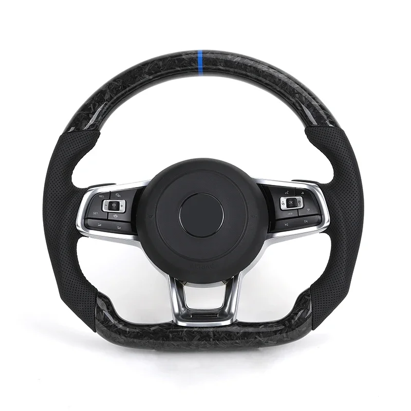 Custom Half Perforated Leather Forged Carbon Steering Wheel for Volkswagen VW Golf 7R 5 6 7 8 R Jetta Mk6 Mk7 GTI Polo Passat CC