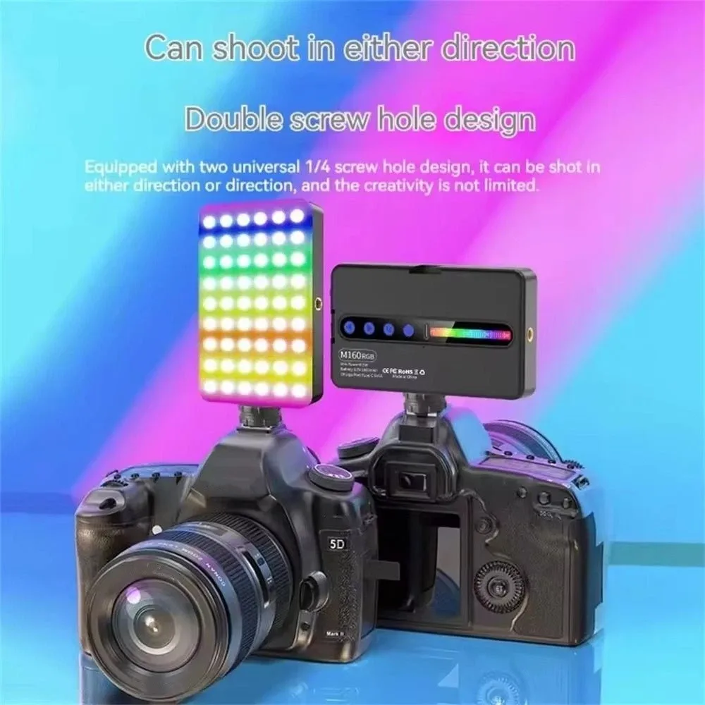 Dimmable RGB LED Video Light Full Color Output Rechargeable Camera Light Cold Shoe CRI 95+ Photography Fill Lamp Live Streaming