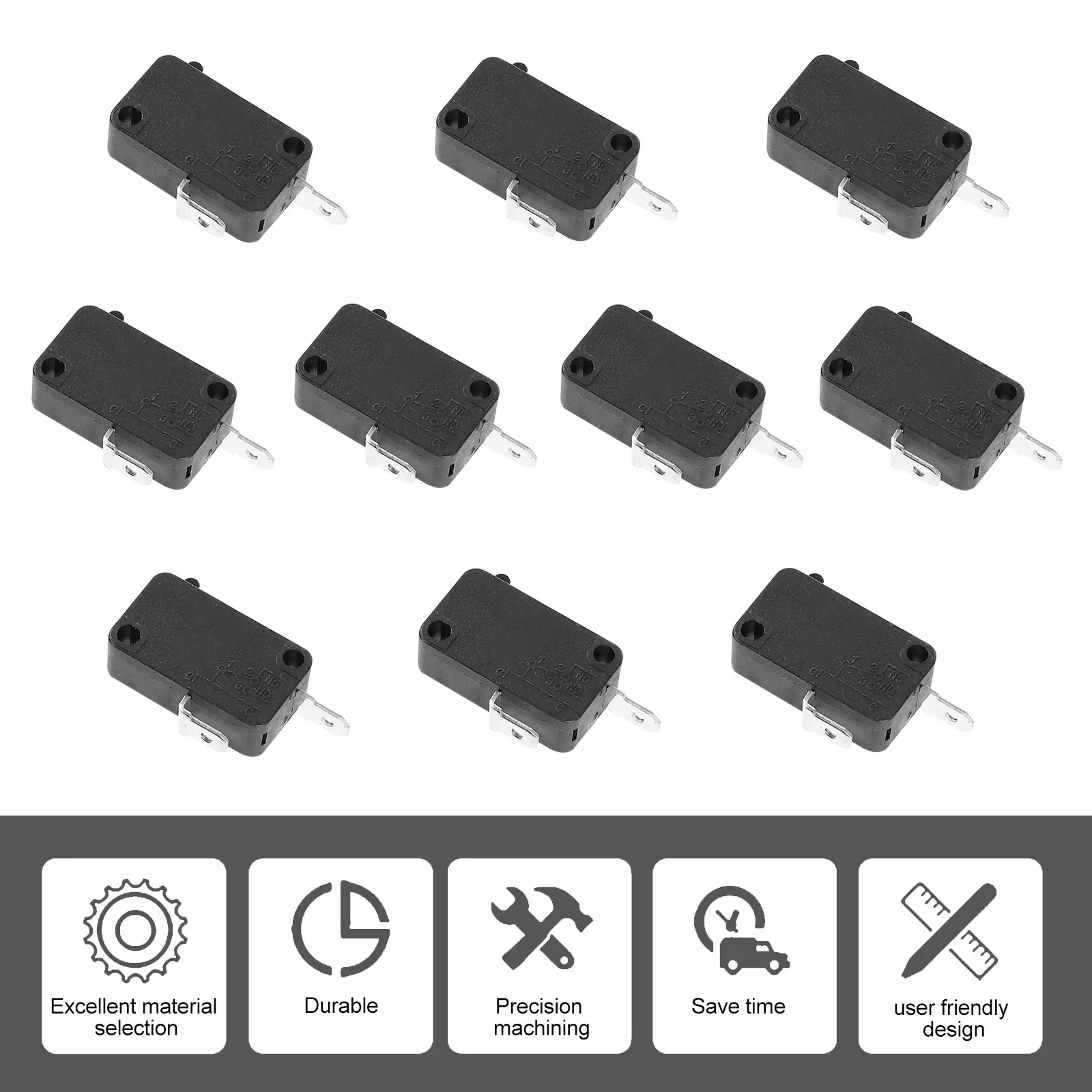 10Pcs Micro Limit Switch Normally Close 16A Replacement Microwave Oven Washing Machine Rice Cooker Freezer Micro Spdt Snap