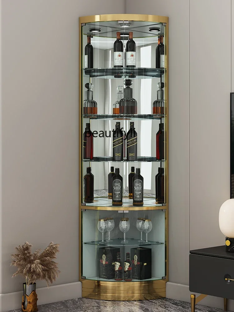 Corner Fan-Shaped Wine Rack Display Cabinet Corner Cabinet Wall Sideboard Cabinet Floor Tripod Wine