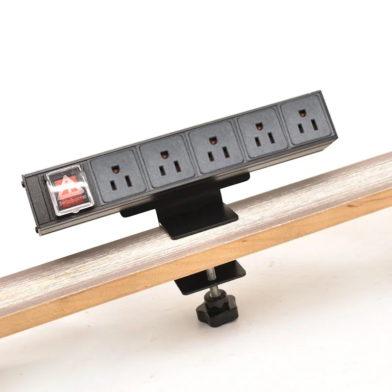 Power Strip Table Clamp Outlet Clip Kitchen Office Socket with Switch US Outlet Plug 2m Extension Cord Aluminum Alloy Shell