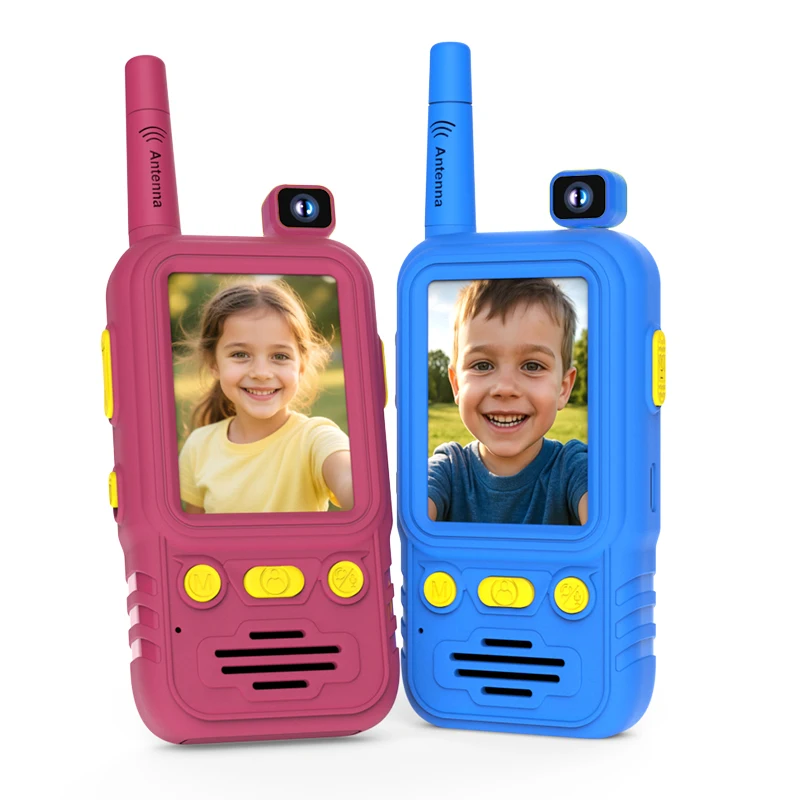 Video Walkie Talkie Voor Kinderen – Met Camera, HD-Scherm, Stemvervormer En Videofilters, Oplaadbaar, 2 Stuks, Blauw/Roze