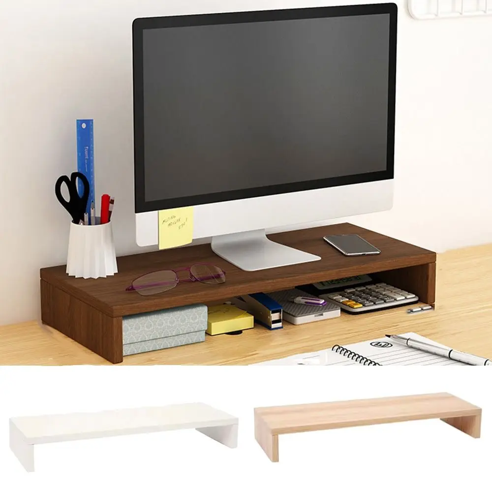

Stable Base Wood Desktop Computer Stand Eyesight Protection Easy Assemble Office Laptop Riser Space Saving Large Load Bearing