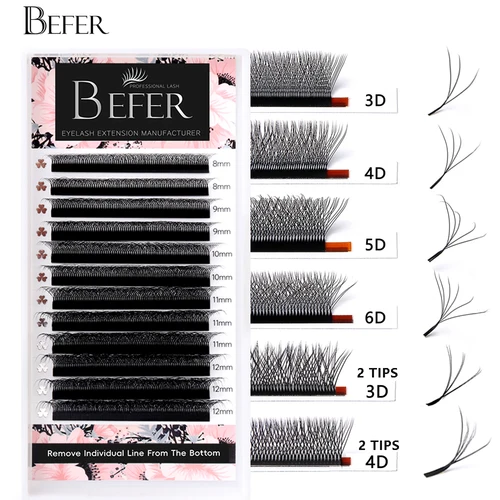 Imagen 1 del producto Befer Cilios YY/3D/4D/5D/6D extensión de pestañas postizas en forma de W fibra tecnológica alta calidad suave Natural profesional al por mayor