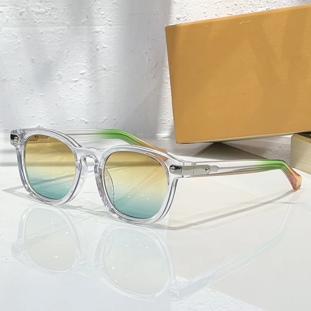 Retro Round Gradient Sunglasses Unisex UV400 Protection Luxury Designer Acetate Frame Fashion Streetwear Eyewear With Box
