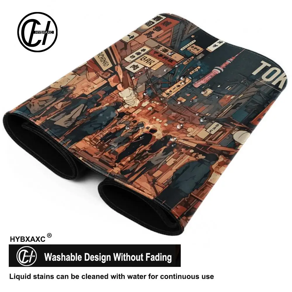 Japanese Street Gaming Mouse Pad Large office Desk Mat Anime Pads for Extended Keyboard pad with Non-Slip Base