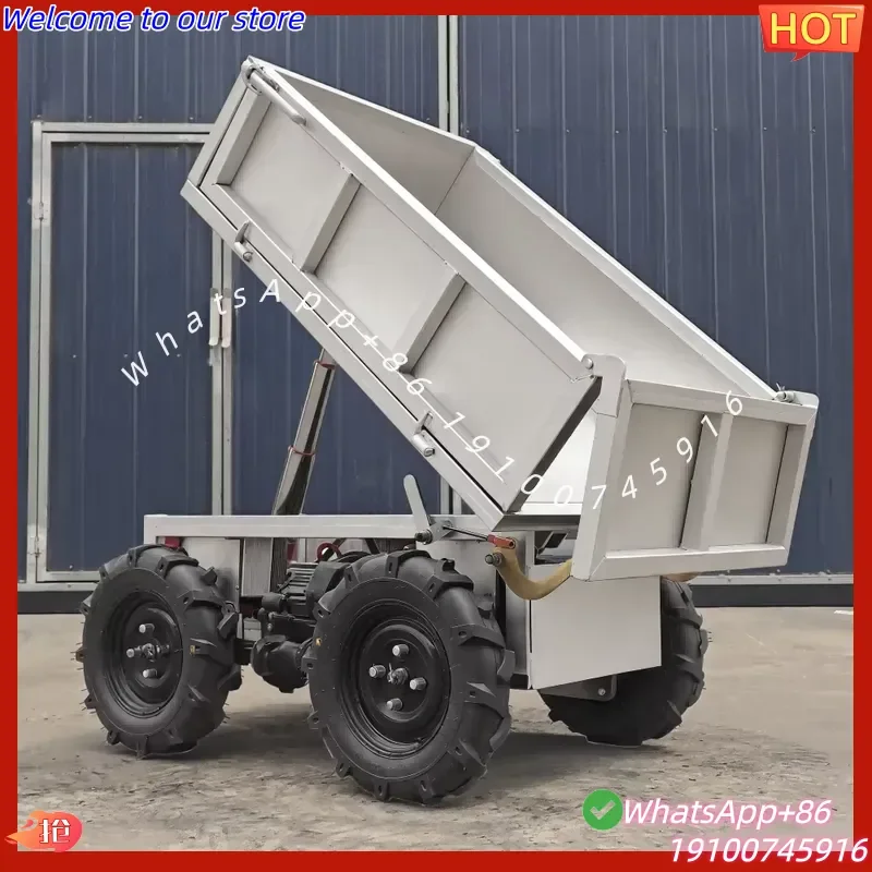 CE Hydraulic Electric Mini Dumper 4x4 Power Barrow Battery Operated Small Garden Dump Cart 4 Wheel Drive Micro Transporter