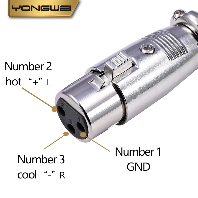 YONGWEI 3Pin Gold-plated XLR Male/Female Plug Microphone Connector Zinc alloy Housing Balanced Speaker, power amplifier, mixer