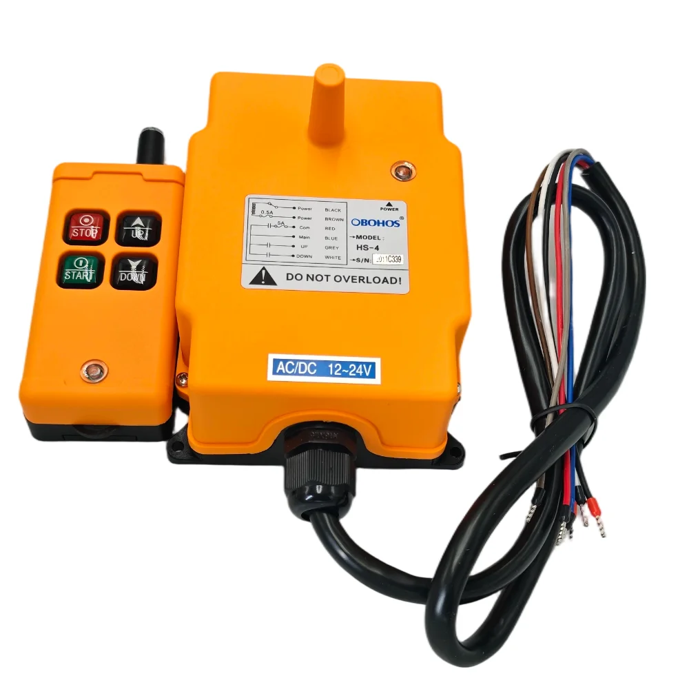 HS-4 2 buttons singIe speed industrial Wireless Radio Crane Remote Control switches Hoist track crane Lift controller