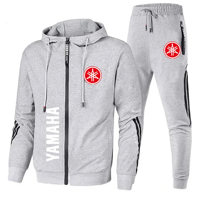 Yamaha Tracksuit Man Car Logo Print Men Sportswear Zip Sweatshirt+Pant 2 Piece Sets Casual Fitness Running Yamaha Men\'s Clothing