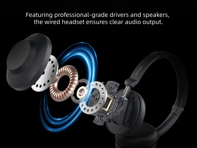 Nuroum HP21 USB A/Type-C Headset mit Mikrofon, Geräuschunterdrückung für Büro, Callcenter, Computer-Kopfhörer für PC, Laptop, Mac, Plug & Play, Stummschalttaste – Detail 4
