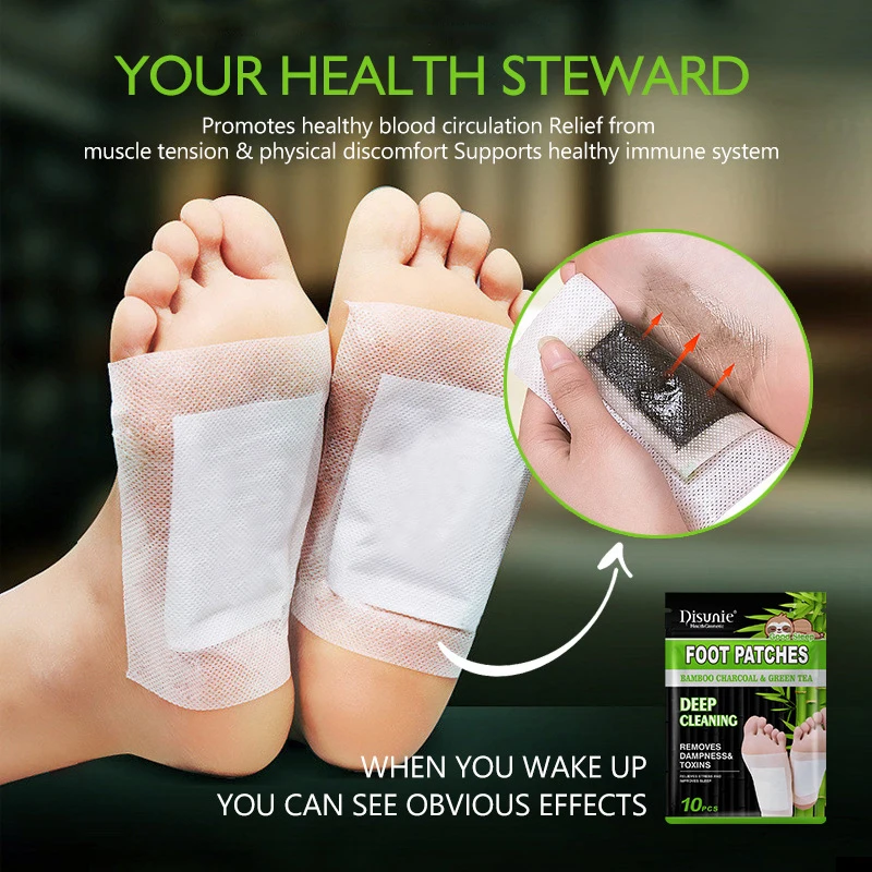 Detoxifying Foot Pads Deep Cleansing Improve Sleep Relaxation Relief Relieve Stress All-Natural Bamboo Foot Care Patches 10pcs