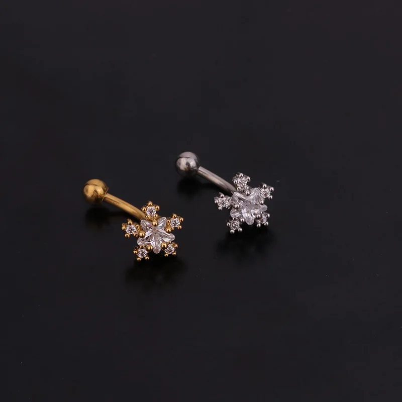 1PC Flower Crown CZ Eyebrow Ring Tragus Helix Rook Earring Piercings Curved Banana Piercing Bijoux Lip Helix Rings Jewelry