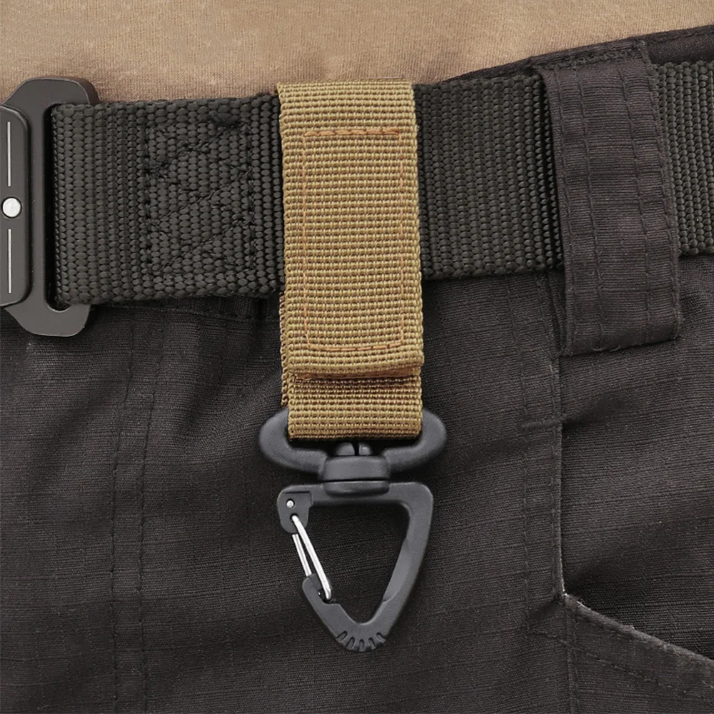 Outdoor Nylon Molle Tactical Backpack Carabiner Key Hook Webbing Buckle System Belt Buckle Hanging Camping Climbing Accessories