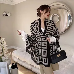 2024live broadcast of Korean printed cotton and linen scarves for warmth in spring summer autumn and winter long scarf and shawl