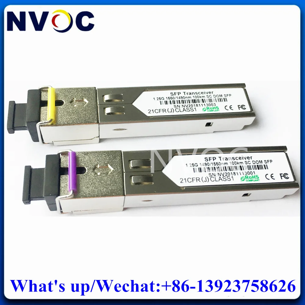 2Pairs 1.25G Simplex SMF BIDI 100KM 1490nm/1550nm WDM LC/SCConnector DDM DOM SFP Module Single Fiber Optical Transceiver