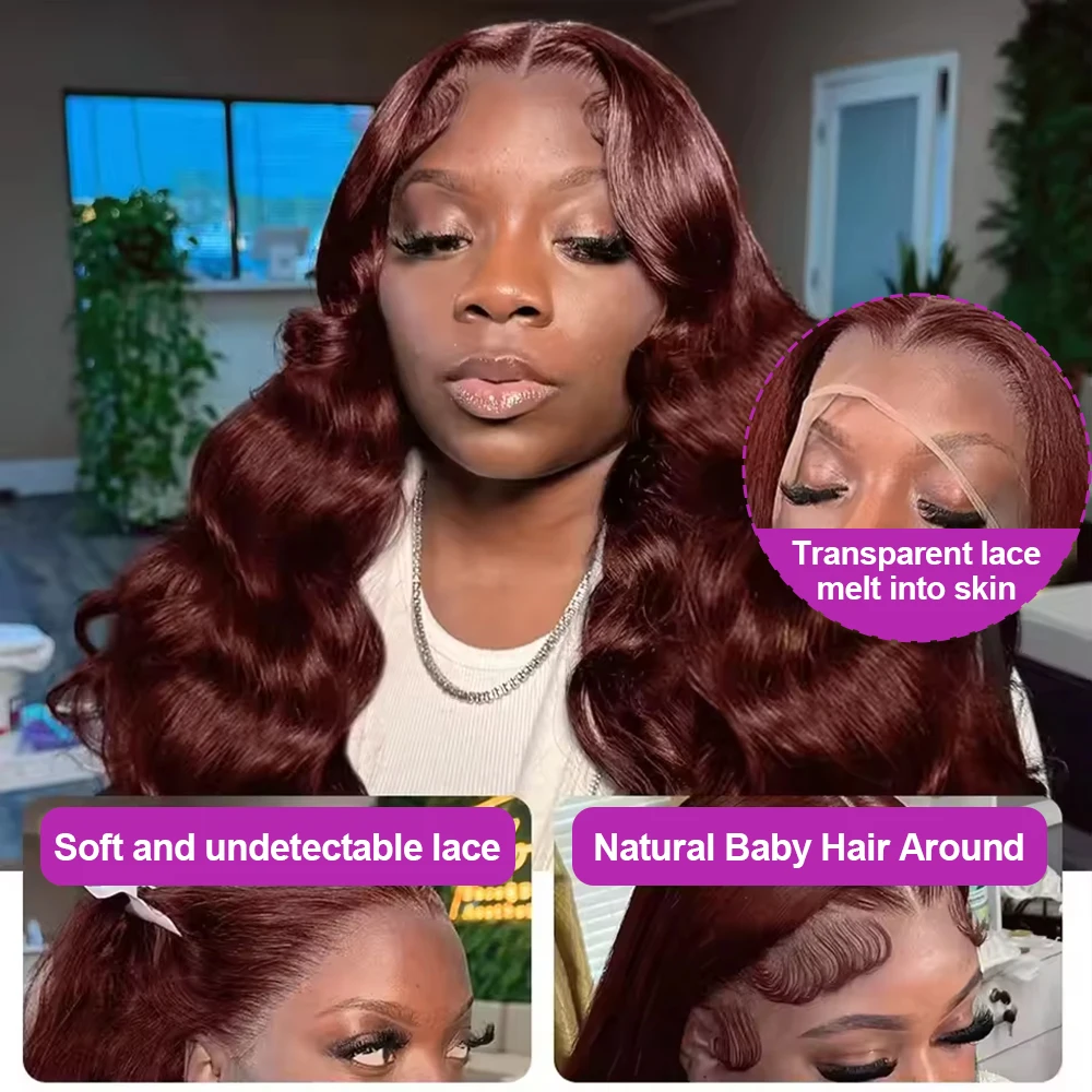 Glueless Wig Reddish Brown 13x4 Lace Frontal Body Wave Wigs Brazilian Ready To Wear 7x5 Human Hair Wig For Women Pre Cut No Glue