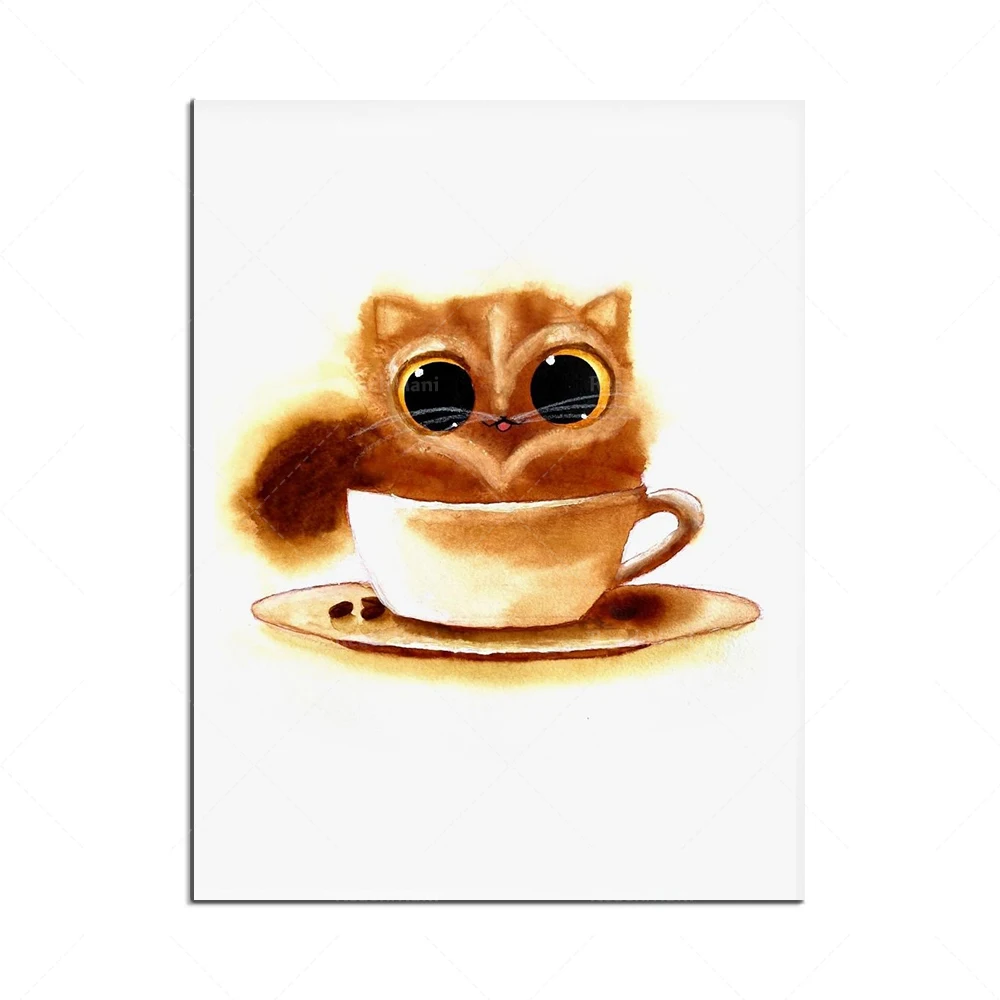 Funny cat, yin yang cat, coffee cat, galaxy cat, tuxedo cat with rose art nordic poster and print, cat lover decoration