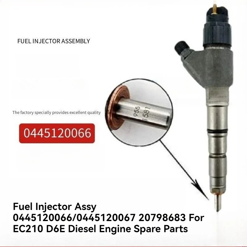 Common Rail Diesel Fuel Injector 0445120066 0445120067 OE 20798683 Replacement For Volvo EC210 D6E Excavator Engine Parts