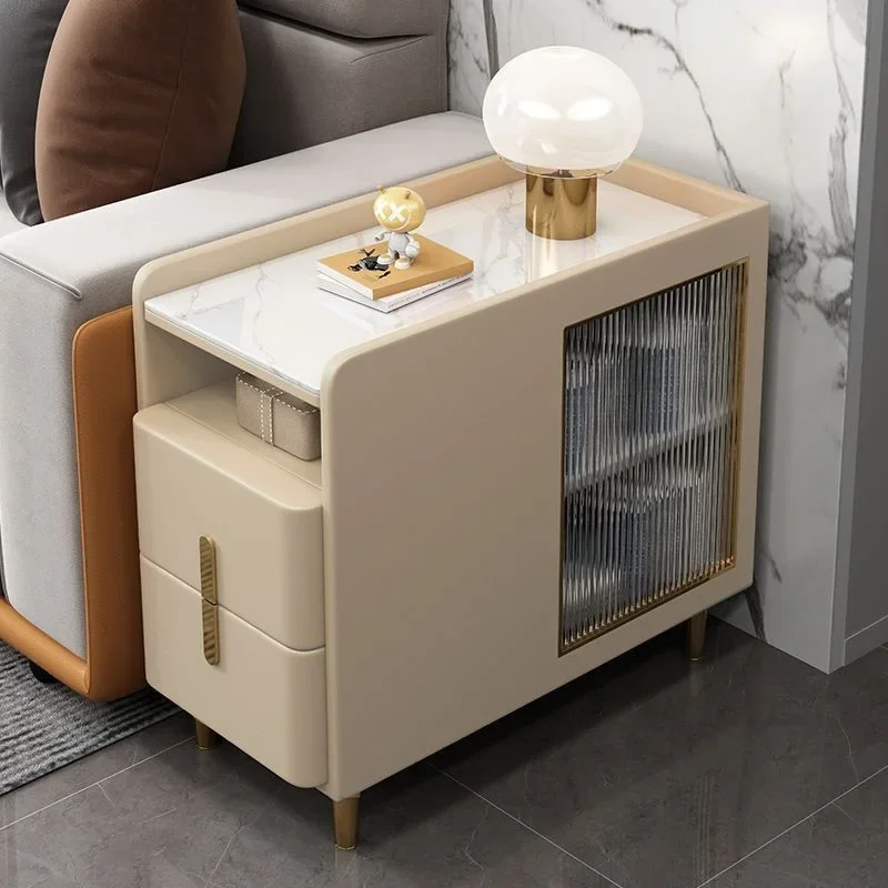 Sofa side cabinet Slate solid wood rental house storage cabinet Living room side few modern simple lockers