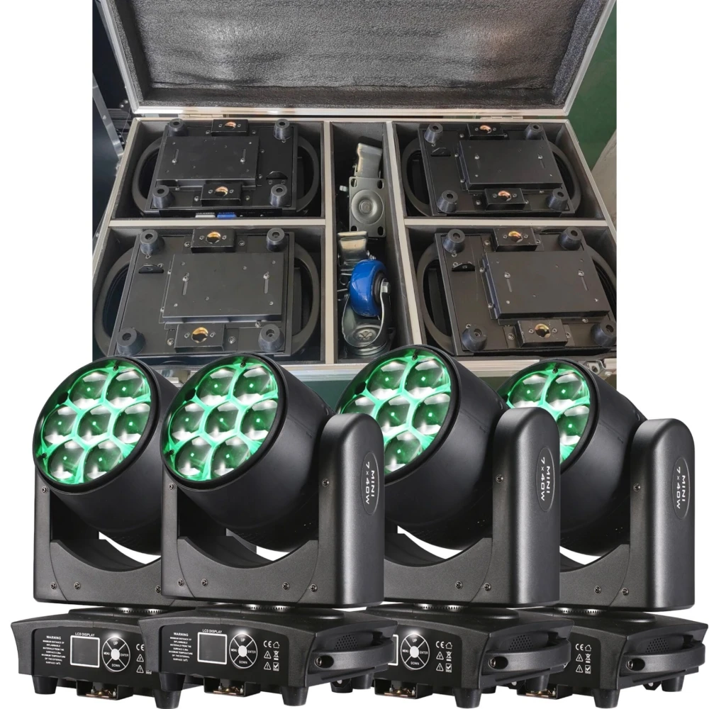 7x40W 4 in1 RGBW Bee Eye  LED Beam + Wash  Zoom testa mobile DMX per NightClub Dj Disco Party Bar Stage Lighting