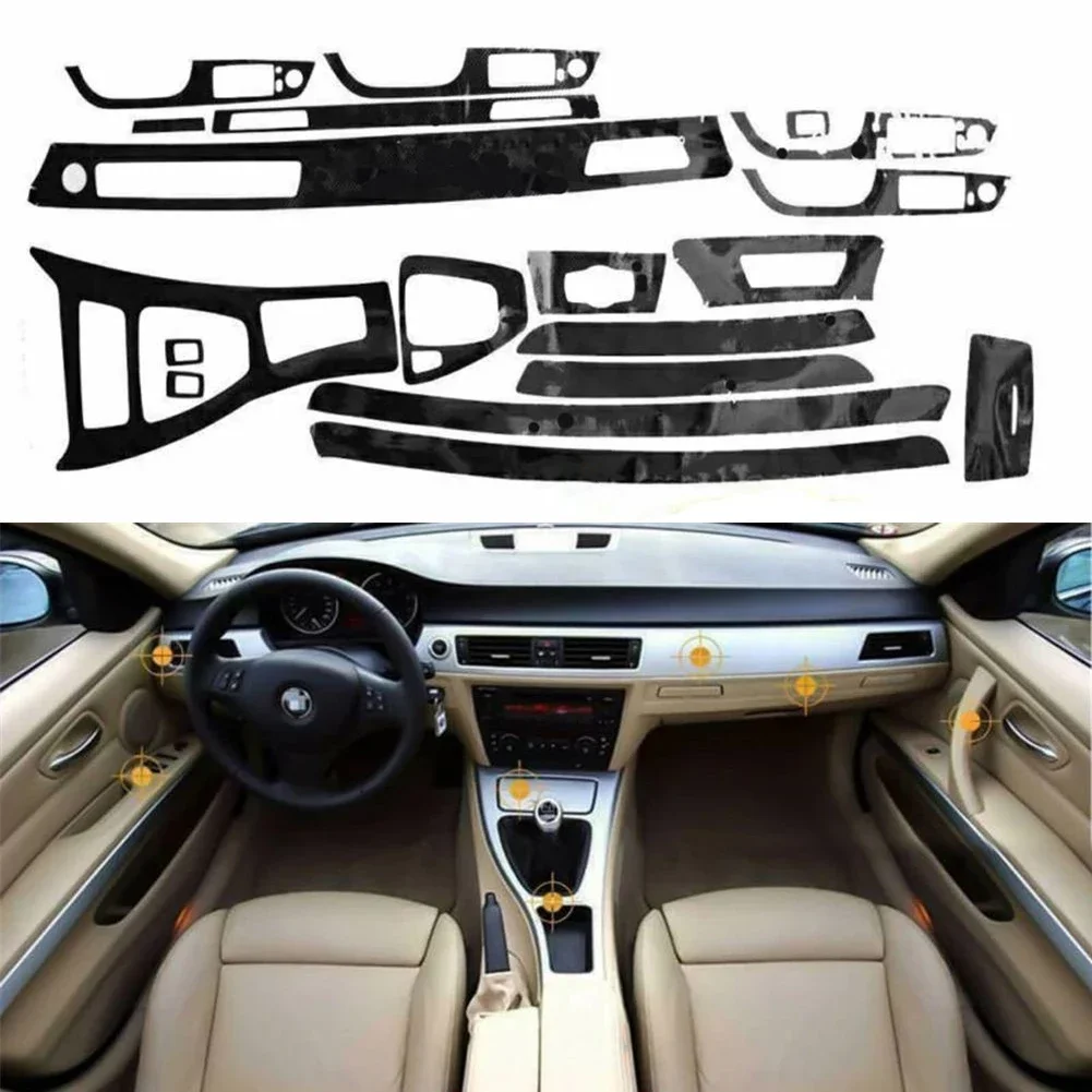 Sleek Gloss Black Interior Wrap Trim Decal for BMW 3 Series E90 E92 E93 2005 2012, Instantly Upgrade Your Car's Appearance
