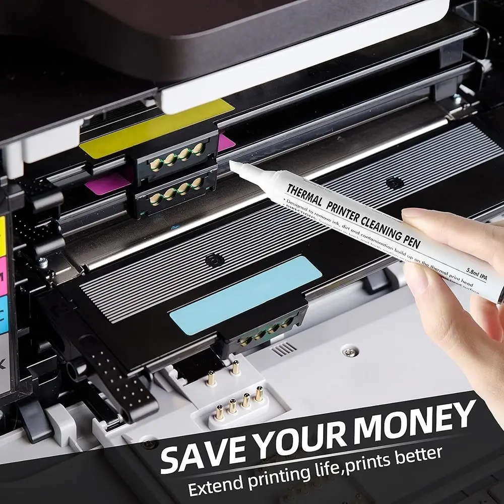 Useful Plastic Thermal Printer Cleaning Pen Decontamination White Thermal Printer Cleaner Printer Maintenance For Zebra