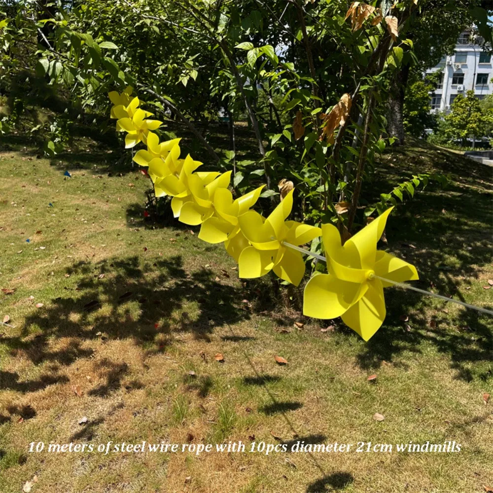 10pcs/set with Rope Strings Colorful Arch Corridor Windmill Solid Color Striped Circular Suspension Windmill