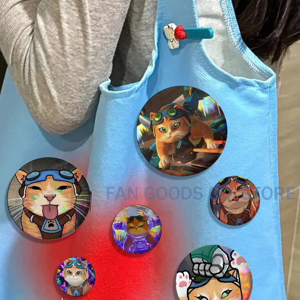 O-Overwatch J-Jetpack cat Enamel Pins Funny Cartoon Character Badge Fashion Jewelry Accessories Round Snap-in Brooch on Backpack