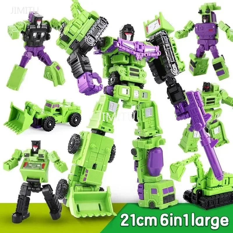 

22CM Transformation Robot Car 6 In 1 Defensor Devastator Toy Action Figure ABS Plastic Vehicle Robot Toy Model Gift For Children