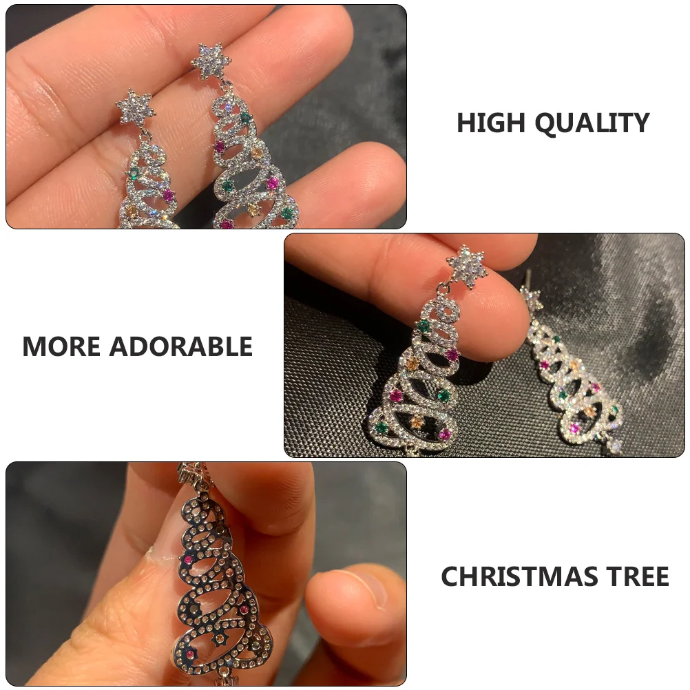 Christmas Tree Earrings Stickers Shape Photo Props Party Jewelry Ornaments Lovely Studs Girl