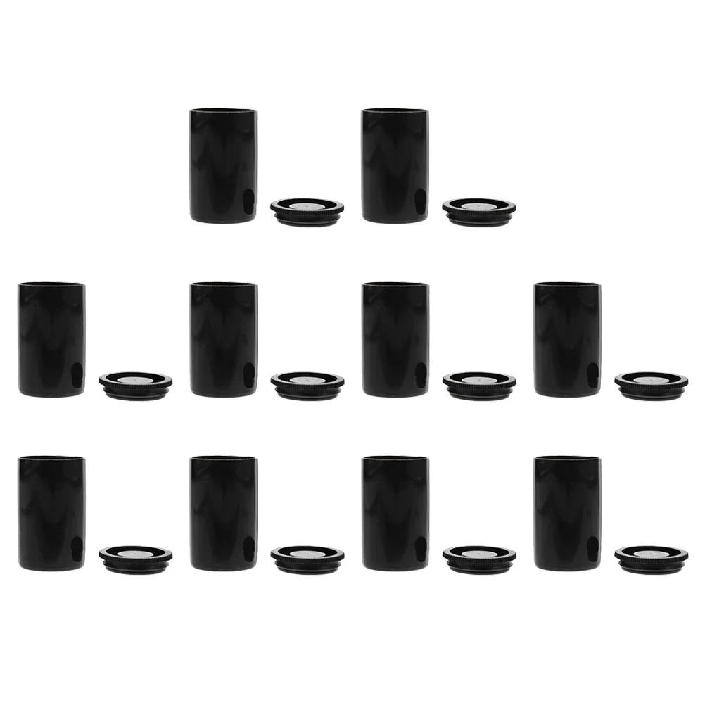 10 Pcs Film Box Empty Canisters with Caps Camera Black Small Plastic Containers Storage Case