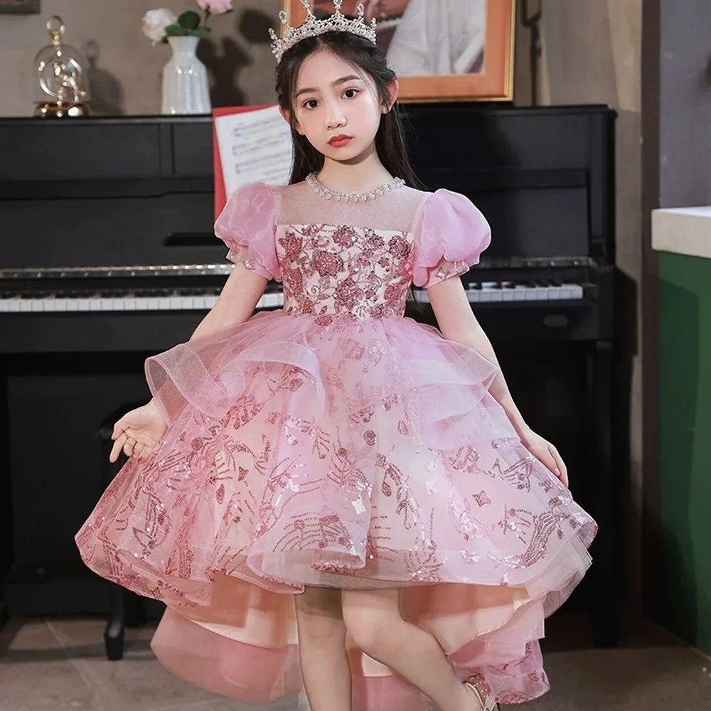 

Lovely Pink Princess Special Occasion Flower Girl Dress Wedding Pary Prom Birthday First Communion Baby Child Kid Pageant Gown