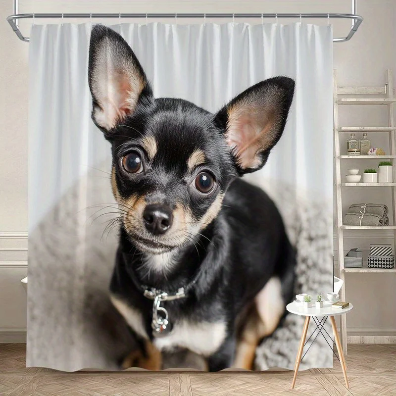 Cute Puppy Dog Shower Curtain Waterproof Bathroom Decor Pet Lover Gift Curtain Shower Curtain