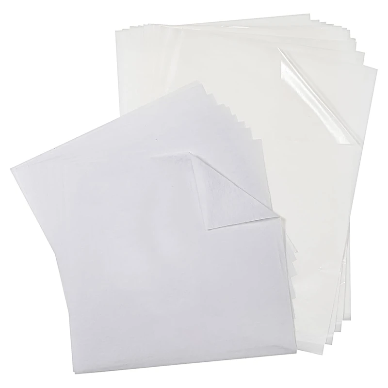 20 Pcs Double Sided Iron On Adhesive Sheets With 100 Pcs Tear Away Machine Embroidery Stabilizer Backing For DIY Craft