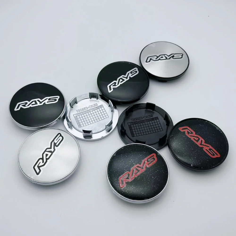 

4pcs 59mm Car Wheel Center Caps With RAYS Logo Emblem Wheel Hubcaps Rims Center Dust Cover Replace Car Styling Accessories