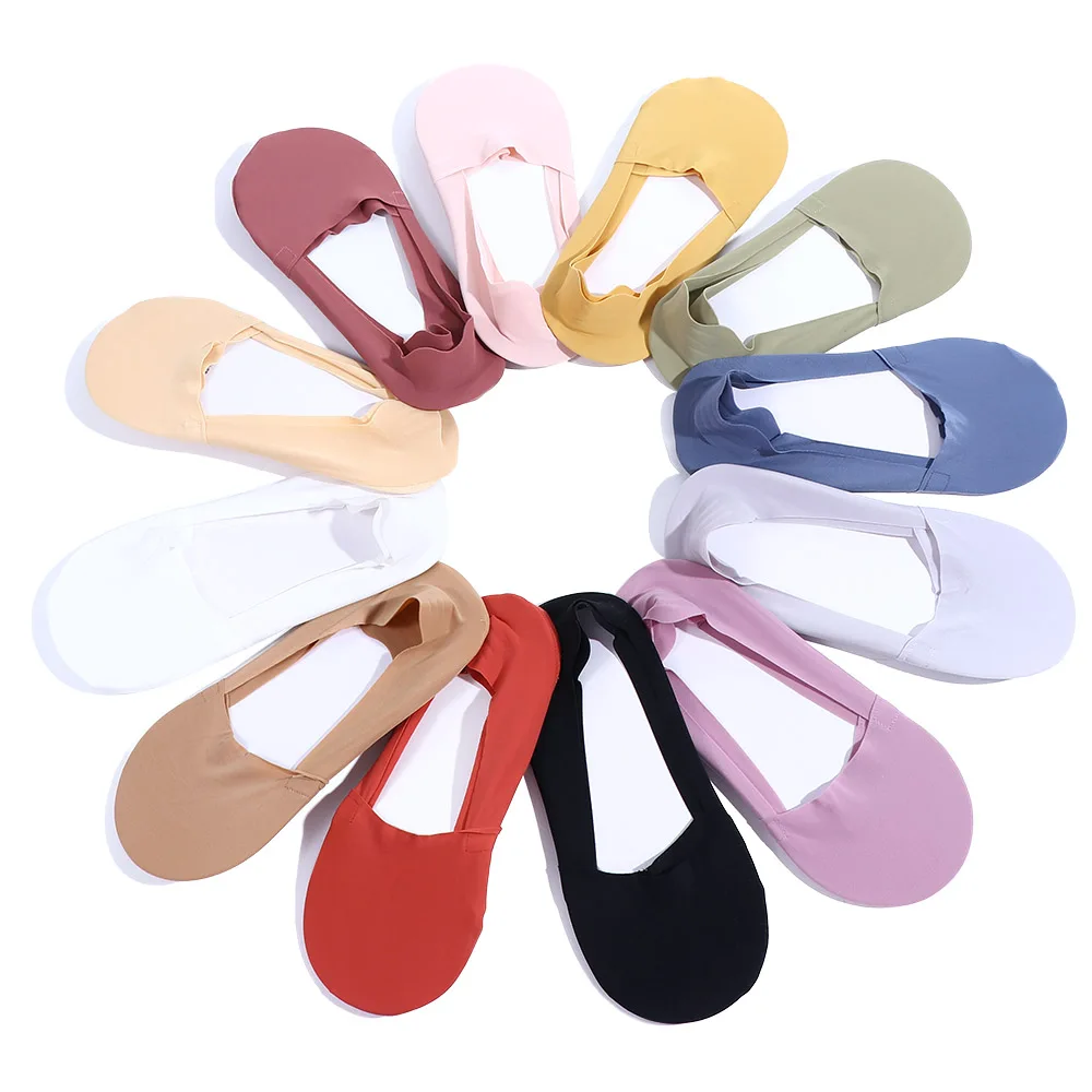 Ladies Summer Thin Sock Slippers Silicone Antiskid Ice Silk Socks Seamless Invisible Women Boat Socks