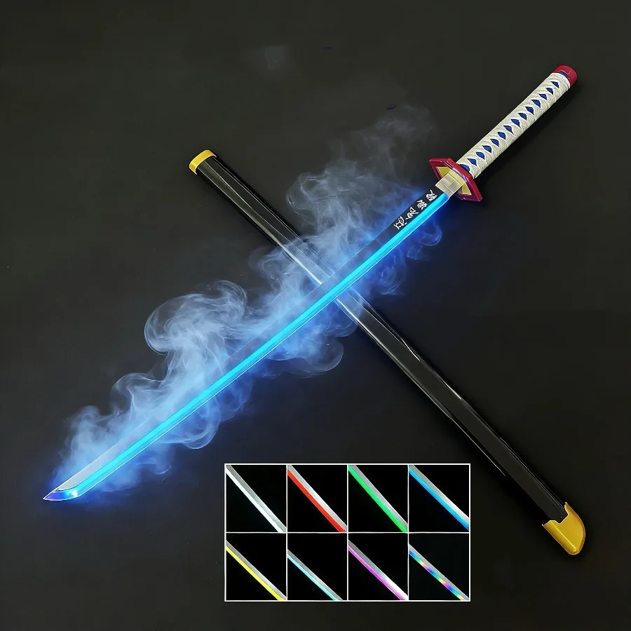 40inch Vapor Tomioka Giyuu Sword Light Glow Anime Demon Slayer Cosplay Real Size Japanese Katana Original Samurai Sabre Toy Gift