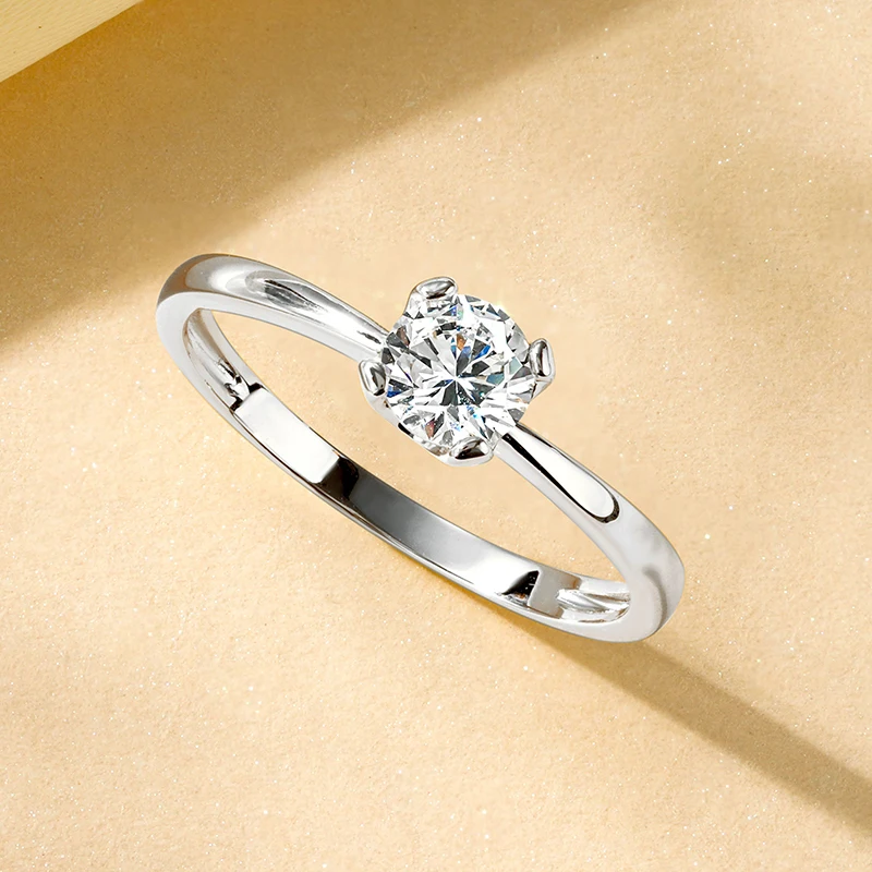Rrjzz Runder Solitär-Moissanit-Diamant-Verlobungsring in Silber- und Goldfarbe, Zeitlose Eheringe für Frauen, Leichterer Schmuck – Detail 15