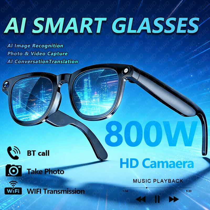 

Новые умные очки 2026 года с ИИ, HD-камерой 800W, записью фото и видео, переводом, распознаванием изображений ИИ, ИИ-конверсацией