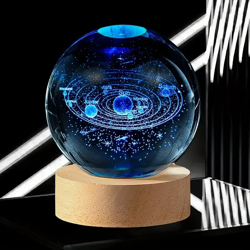 Imagem -05 - Colorido Crystal Ball Led Night Light Galaxy Sistema Solar Crianças Lâmpada da Noite Quarto Luz Ambiente Presente Criativo 236