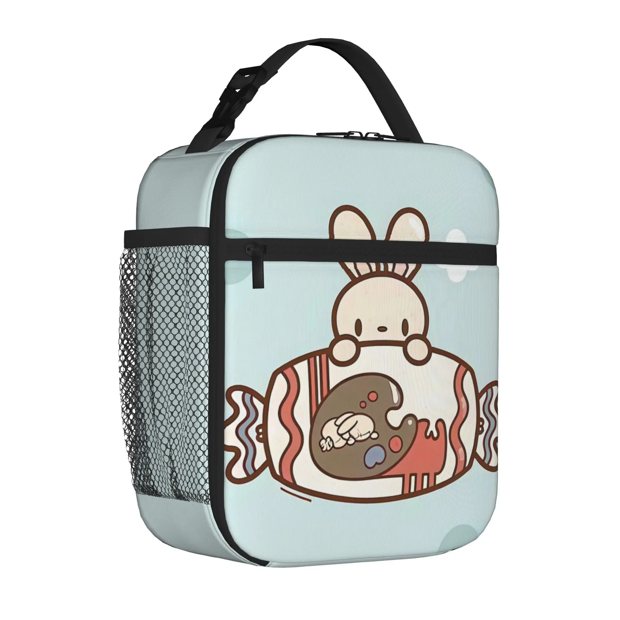 1 Piece For Students Food Container treat Portable Pocket White Rabbit Zipper Closure Aluminum Foil Food Pouch For Travel