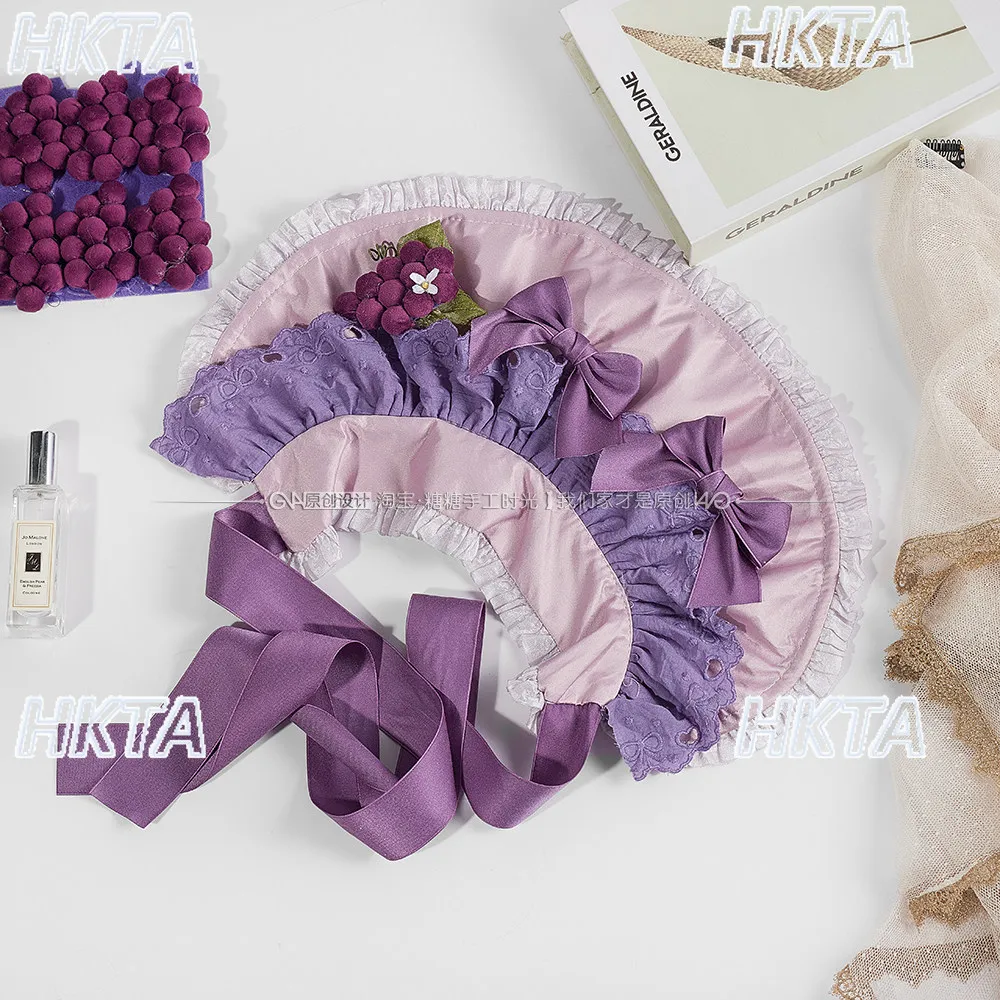 Original Handmade Lolita Hat Retro Sweet Pastoral Grape Accessories Kawaii Girl BNT Hat Hairpin Lolita Clothes Dress Accessories