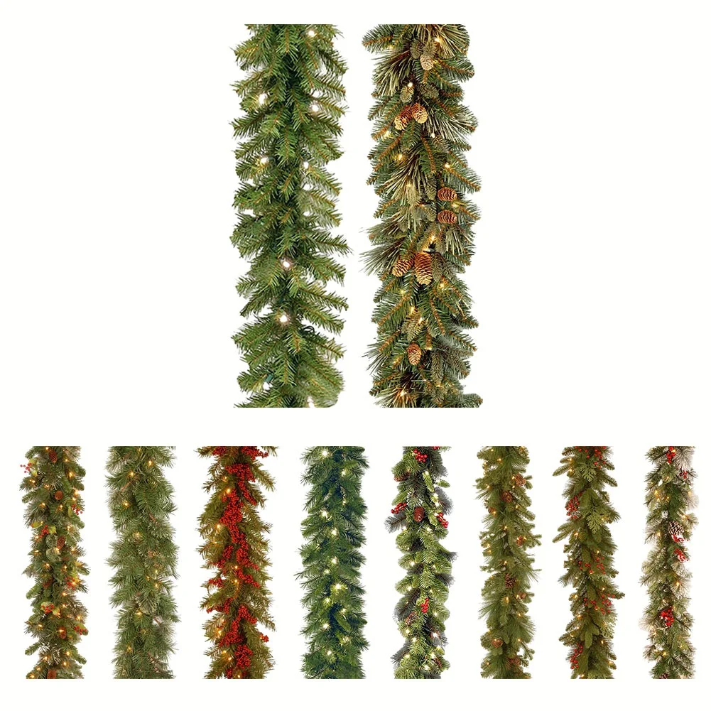 

1.8m Long Christmas Garland Flexible PVC Hanging Pendant Artificial Christmas Garlands With Bowknot For Stairs Railing Fireplace