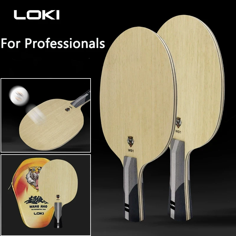 LOKI W91 مضرب تنس طاولة واحد شفرة 7-Layer الخشب النقي لفريق محترف هجوم سريع مع حلقة بينغ بونغ بليد وانغ هاو