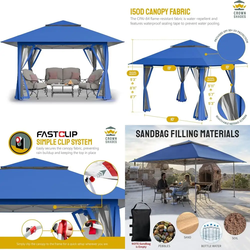 

Pop Up Gazebo 13x13 Outdoor Canopy Tent for Backyard Patio Furniture - Clearance Sale, Ideal for Garden Parties and Events
