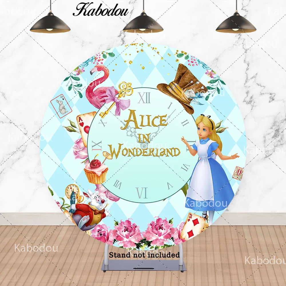 Alice In Wonderland Ronde Foto Achtergrond Cover Voor Kinderen Verjaardag Disney Prinses Cirkel Fotografie Achtergrond Cilinder Covers